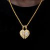 2Pcs Te Amo Heart Pendant in Gold