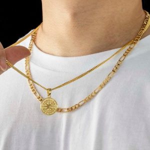 Compass Pendant in Gold