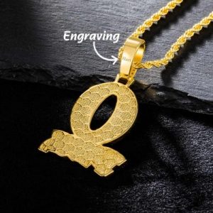 Iced "O Block" Pendant in Gold