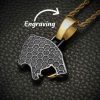 Iced Black Panther Head Pendant in Black Gold