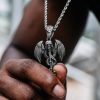 Stainless Steel Skull Snake Wings Pendant
