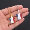 France Map Flag Enamel Stainless Steel Pendant