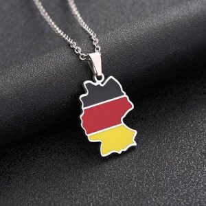 Germany Map Flag Enamel Stainless Steel Pendant