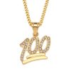 Iced 100 Points Emoji Pendant in Gold