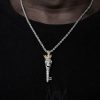 Two-tone Crown Skull Key Pendant