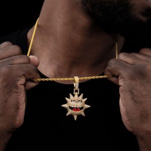 Iced Sun Face Pendant