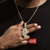 Iced Baguette Cut Hamsa Pendant