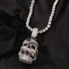 Iced Skull Black Snake Pendant
