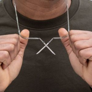 Crossed Katana Sword Necklace