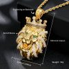 Iced Crown Lion Head Pendant