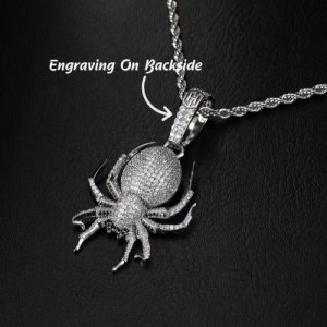 Iced Spider Pendant in White Gold