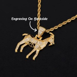 Iced 3D Goat Pendant in Gold