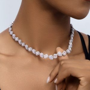 Iced Irregular Baguette Cut & Pear Cut Choker Necklace