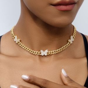 Iced Butterfly 6mm Cuban Chain Choker