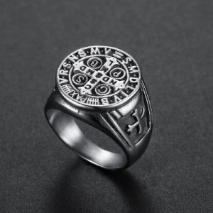 ST. Benedict Stainless Steel Cross Ring