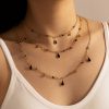 3Pcs Black Crystal Pendant Necklaces