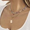Colorful Crystal Chain Choker Beaded Layered Necklace