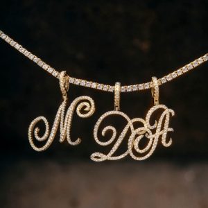 Women's Cursive Style A to Z Initial Letters Pendant in Gold