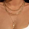 Twisted Rectangular Pendant Multilayer Chain Necklace