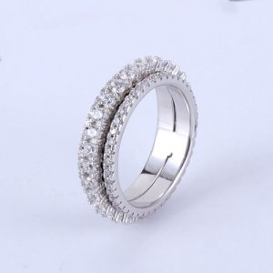 Iced Triple Row Fidget Spinner Ring Triple