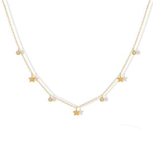 Sterling Silver Iced Pentagram Necklace