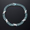 13mm Iced Pearl Cuban Chain in White Gold-White/Pink/Blue