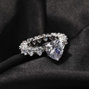 Heart Cut Love Ring in White Gold