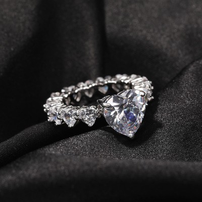 Heart Cut Love Ring in White Gold