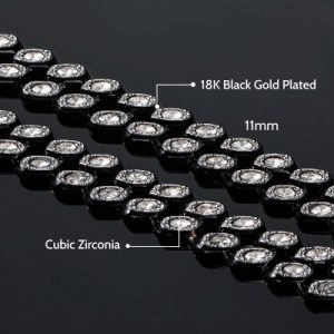 11mm Marquise Cut Cuban Chain in Black Gold