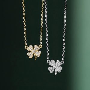 Sterling Silver Four-leaf Clover Choker Necklace