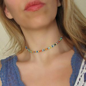 Multicolor String Beaded Handmade Choker