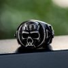 Skull Iron Cross Stainless Steel Ring