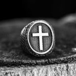 Dragon Scale Pattern Stainless Steel Cross Ring