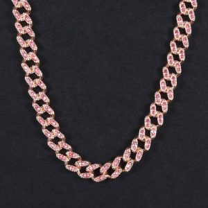 11mm Pink Marquise Cut Cuban Chain in Rose Gold