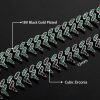 Iced 13mm Emerald Rivet Spike Thorns Cuban Chain