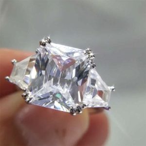 4 CT Three Stone Radiant Cut Engagement Ring