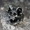 Baphomet Sheep Skull Stainless Steel Ring