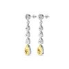 Yellow Round & Pear Cut Long Dangle Earrings
