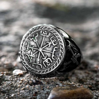 Vegvisir Axe Stainless Steel Ring