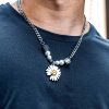 Dice Pearl Daisies Stainless Steel Necklace
