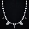 Christian Cross and Virgin Mary Pearl Necklace