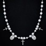 Christian Cross and Virgin Mary Pearl Necklace