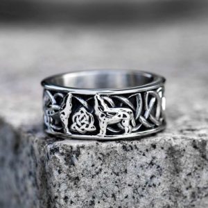 Fenris-wolf Stainless Steel Viking Ring