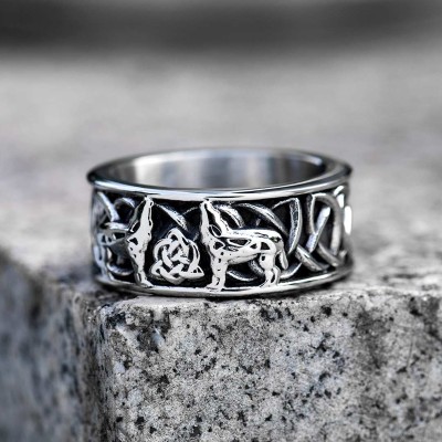 Fenris-wolf Stainless Steel Viking Ring