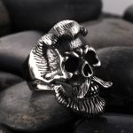 Retro Bearded Man Stainless Steel skull Ring