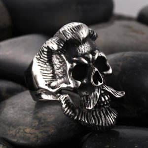 Retro Bearded Man Stainless Steel skull Ring