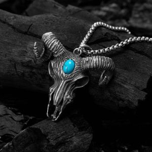 Ram GOAT with Turquoise Stainless Steel Pendant
