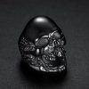 Skull Titanium Steel Ring in Black Gold
