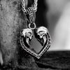 Heart Shaped Skull Stainless Steel Pendant
