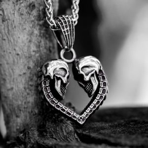 Heart Shaped Skull Stainless Steel Pendant